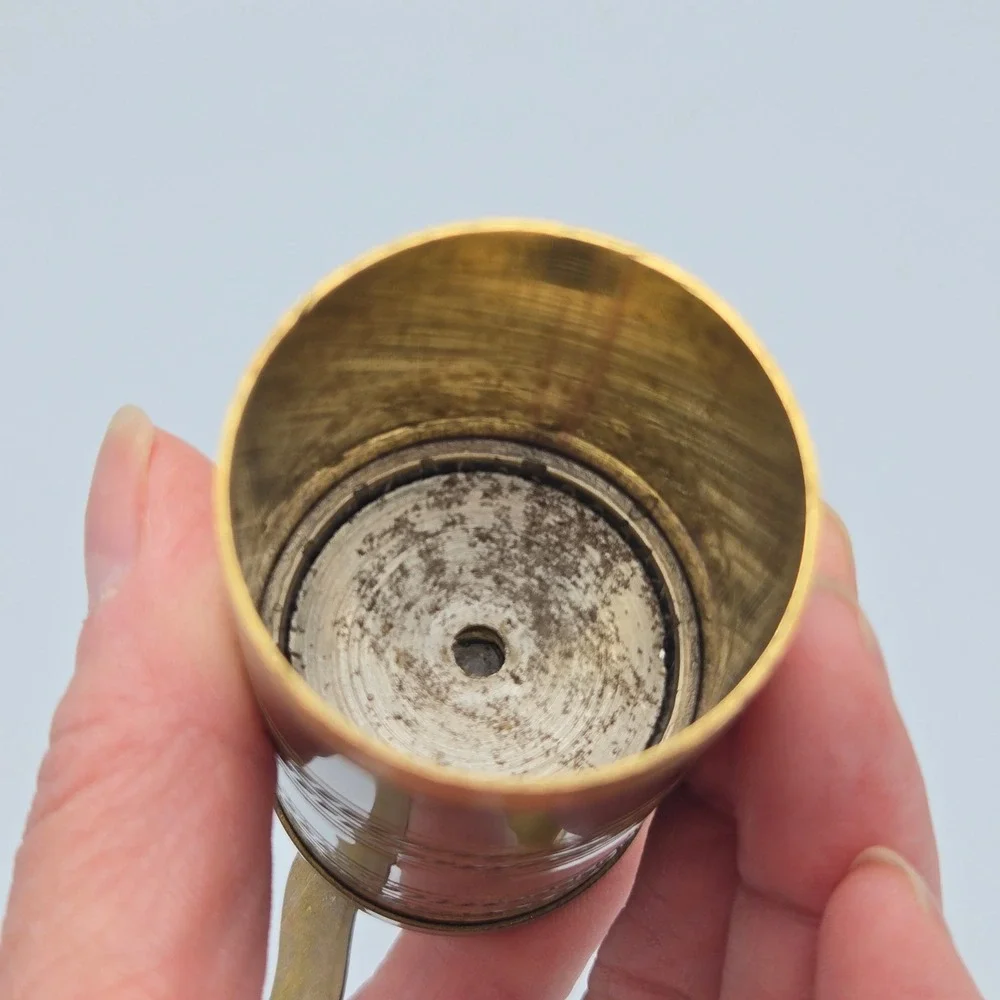 Vintage Brass Turkish Spice Pepper Mill Grinder Hand Crank Ornate Etched Design